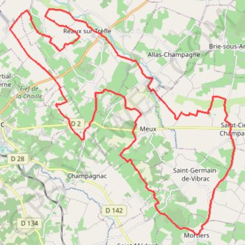 Reau - St Ciers - Mortiers - Meux GPS track, route, trail