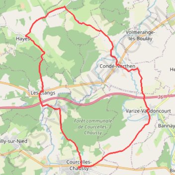 Circuit des Deux Nieds - Courcelles Chaussy GPS track, route, trail