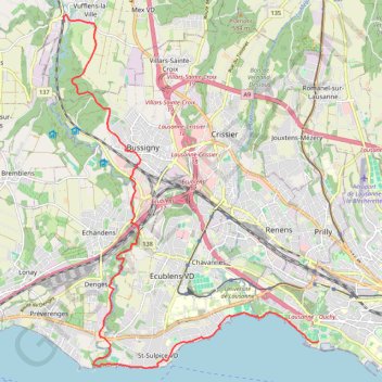 Vufflens-la-Ville à Vidy GPS track, route, trail