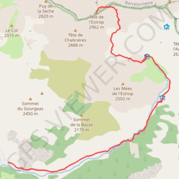 Tête de l'Estrop par la vallée de la Bléone GPS track, route, trail