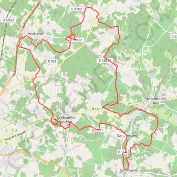 La Chapelle vers Vénérand St Bris 34 kms GPS track, route, trail