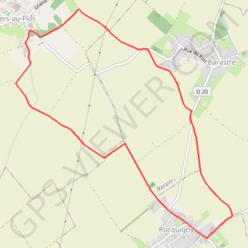 Les sentiers des trois clochers (Rocquigny) GPS track, route, trail