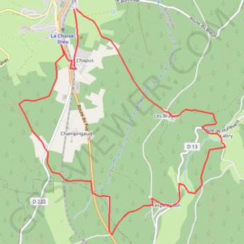 LA CHAISE DIEU - L'ESPINASSON GPS track, route, trail