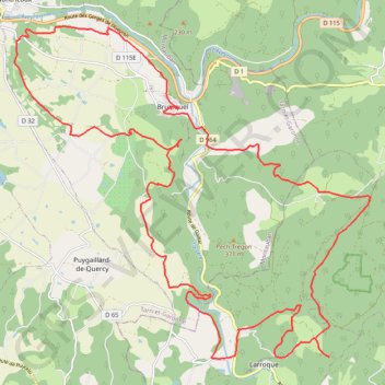 Bruniquel - Sud vers Les Abriols GPS track, route, trail