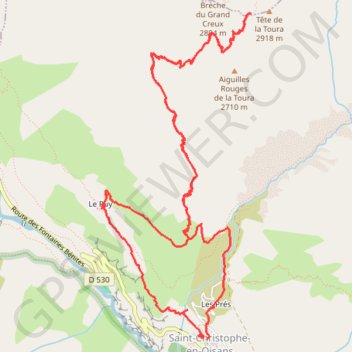 Aiguille de la toura depuis Saint Christophe en Oisans GPS track, route, trail