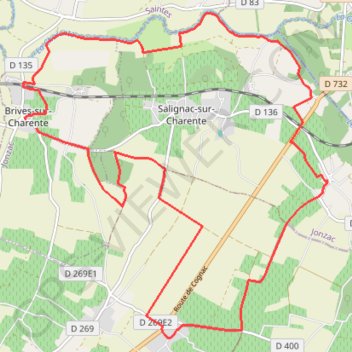 Boucle Brives/Charente via Salignac GPS track, route, trail