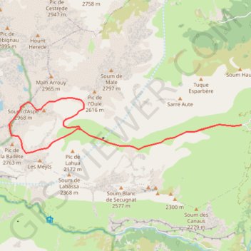 Soum d'Aspé par la vallée d'Aspé GPS track, route, trail