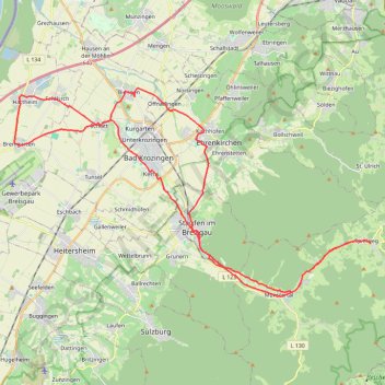 Bremgarten - Staufen - Munstertal - Spielweg - Staufen - Bliengen - Hartheim - Bremgarten GPS track, route, trail