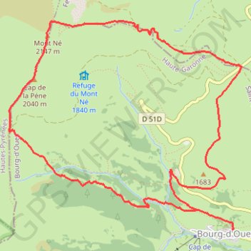 Mont Né par le port de Balès GPS track, route, trail
