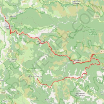 160 kms de Florac jour 1 GPS track, route, trail