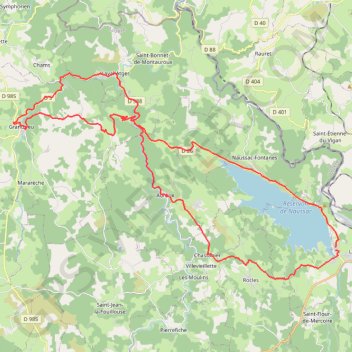 Naussac - Grandieu (tour du lac) GPS track, route, trail