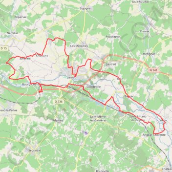 Jarnac 50km open runner GPS track, route, trail