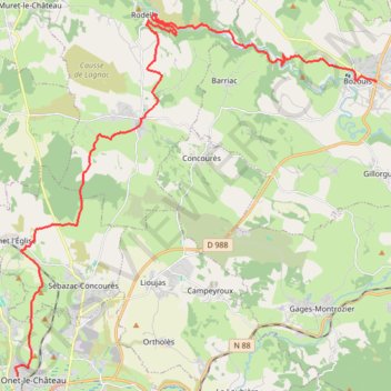 Onet-le-Château - Rodelle - Bozouls GPS track, route, trail