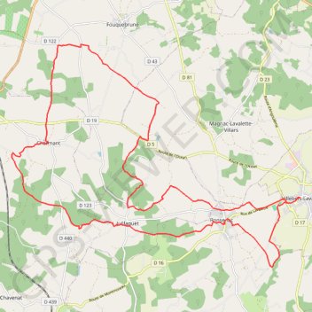 Villebois Lavalette 32 kms GPS track, route, trail