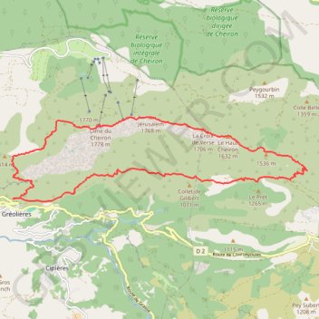 Traversée de la Montagne du Cheiron depuis les Hautes Gréolières GPS track, route, trail