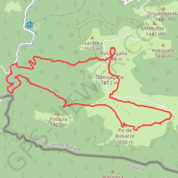 Pic de Bizkarze & Pellusagaïne en circuit depuis la RD 18 GPS track, route, trail