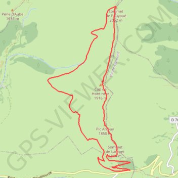 Du Col de Peyresourde au sommet du Pouyaué - Loudervielle GPS track, route, trail