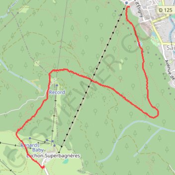 Superbagnères depuis Bagnères-de-Luchon par le chemin de la crémaillère GPS track, route, trail