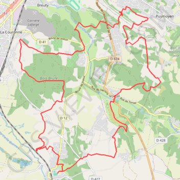 Mouthiers sur Boeme 32 kms GPS track, route, trail