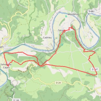 Saujac - Cajarc GPS track, route, trail