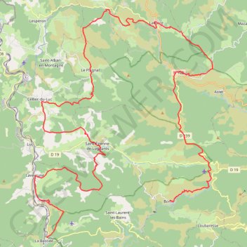 Tour de la Montagne Ardéchoise. De La Bastide-Puylaurent (Lozère) à Borne (Ardèche) GPS track, route, trail