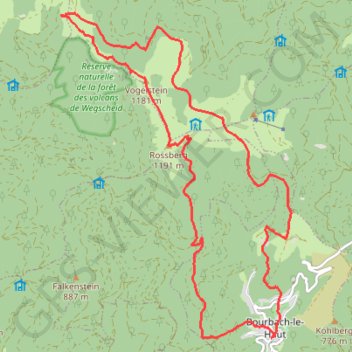 Le rossberg depuis Bourbach GPS track, route, trail
