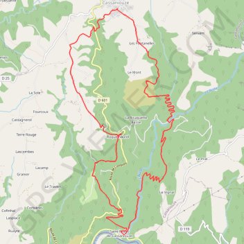 Cassaniouze - Saint-Projet - Le chateau de Roquemaurel GPS track, route, trail