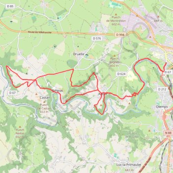 Rodez - Agnac - Ampiac GPS track, route, trail