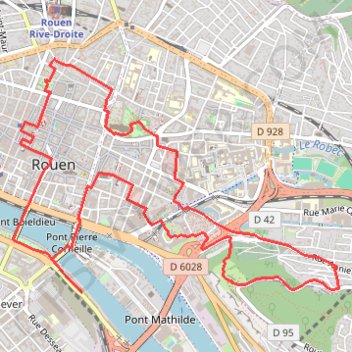 Balade dans Rouen et en bord de Seine GPS track, route, trail