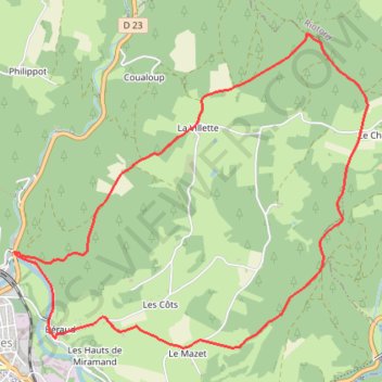 Le Velay des 3 Rivières - Le Bois de Chanteroux - Dunières GPS track, route, trail