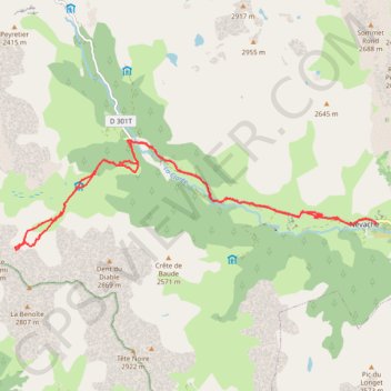 Nevache-Sommet Chatelard GPS track, route, trail