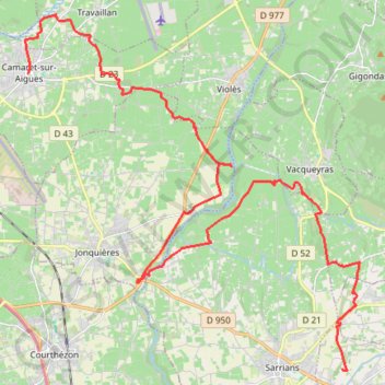 Loriol - Canal - Carpentras - Camaret - Aigues GPS track, route, trail