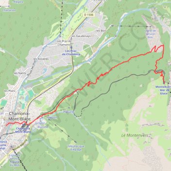 Chamonix - Montenvers - Mer de Glace GPS track, route, trail