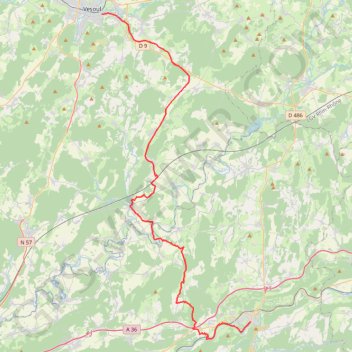 De Fourbanne à Vesoul GPS track, route, trail