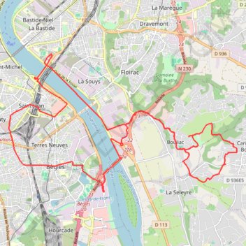 Boucle Bordeaux Bouliac GPS track, route, trail