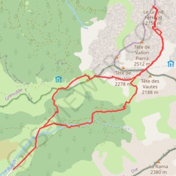 Grand Ferrand depuis La Jarjatte GPS track, route, trail