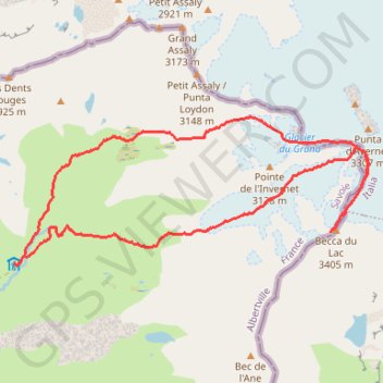Becca du Lac GPS track, route, trail