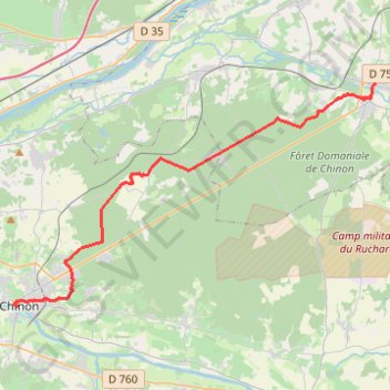 8 Chinon-Azay Le Rideau: 25.80 km GPS track, route, trail