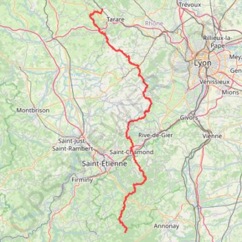 GR 7 : Des Sauvages (Rhône) au Col de la Charousse (Haute-Loire, Ardèche) GPS track, route, trail