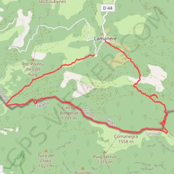 Baga de Bordellat, Comanegra en circuit depuis Lamanère GPS track, route, trail