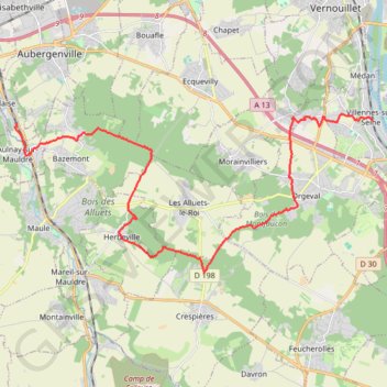 Aulnay-sur-Mauldre à Villennes-sur-Seine GPS track, route, trail