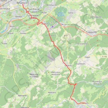 De Besançon à Ornans GPS track, route, trail