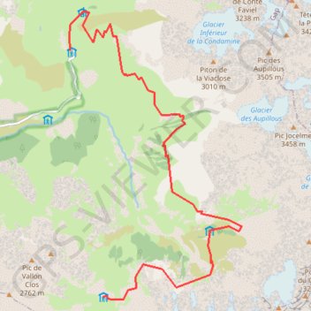 Tour des Écrins, du Vallonpierre au Gioberney GPS track, route, trail