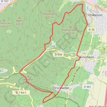 D'Orschwiller à Châtenois par le chemin de Compostelle et le GR®5 001 1 à D'Orschwiller à Châtenois par le chemin de Compostelle et le GR®5 001 50 1 GPS track, route, trail