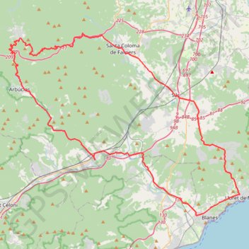Copia de Lloret-Santa coloma- Sant Hilari-Arbucies-Lloret BO GPS track, route, trail
