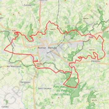 Boucle VTT autour de Renaix (Ronse) GPS track, route, trail