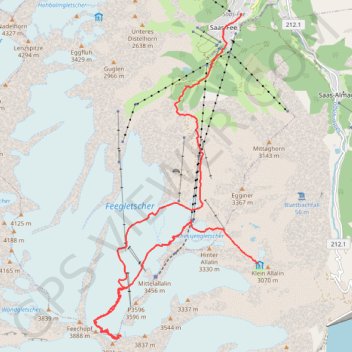 Allalinhorn GPS track, route, trail