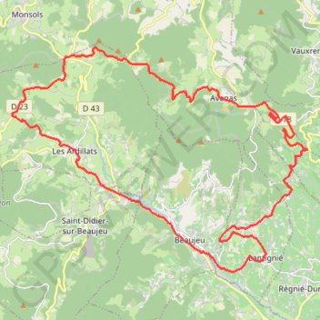 Entre vignes et forêts - Beaujeu GPS track, route, trail