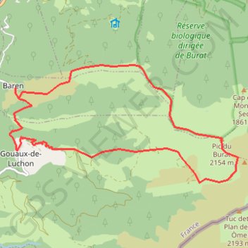 Mail de la Pique, pic de Maupas, pic de Burat depuis Baren GPS track, route, trail