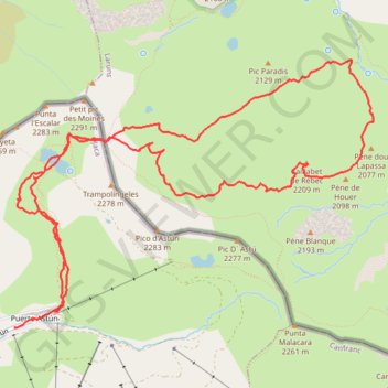 Caillabet de Rébec en circuit depuis Astun GPS track, route, trail